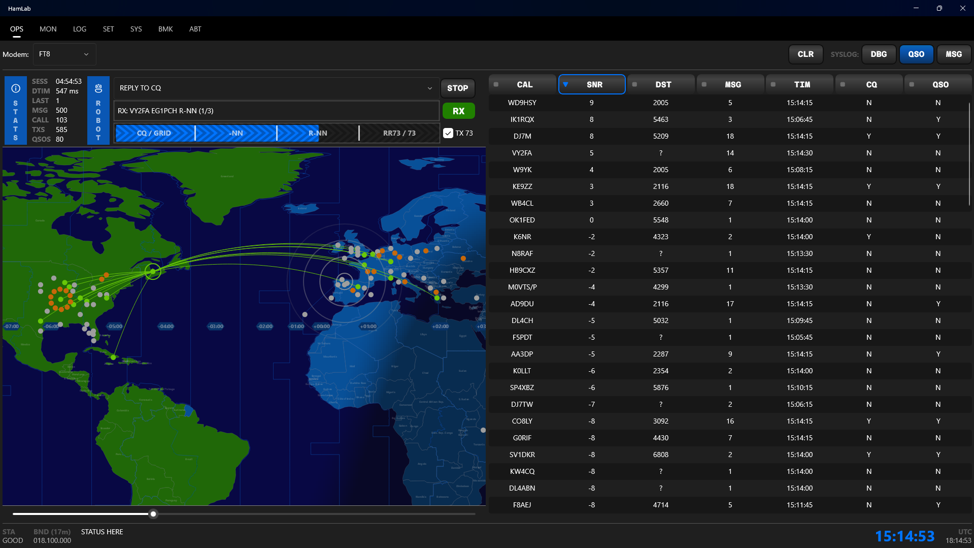 FT8LAB red accent theme screenshot
